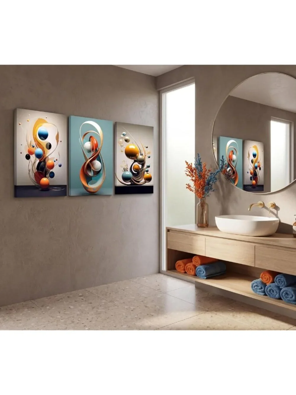 3-Piece Modern Abstract Geometry Canvas Wall Art Set - 12x16in Decor